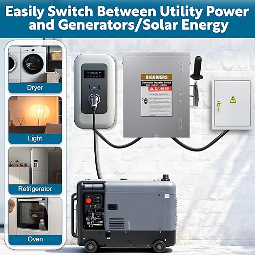 Upgraded 200 Amp Generator Transfer Switch Manual Transfer Switch 2 Pole 4 Wires 120/240-Volt 48000-Watt General-Duty Double Throw Safety Switch Heavy Duty Safety Switch (200A-2P)