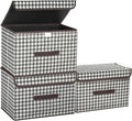 PATIKIL Fabric Collapsible Storage Bin 14.2 x 9.1 x 9.4 Inch 3 Pcs Foldable Storage Box Cube with Lids and Handle Organizer Container for Home Bedroom Closet Clothes Black White Grid