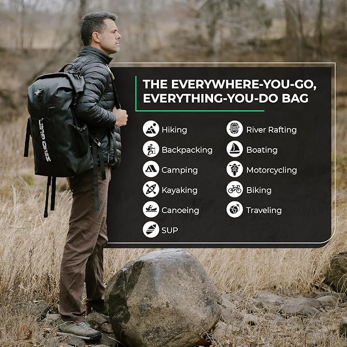 Large Faraday Waterproof Backpack Dry Bag - 45L Roll-Top Backpack with Built-In Pockets on Straps Signal Blocking Design for Added Security - Perfect for Travel Hiking Camping &amp Outdoor Adventu