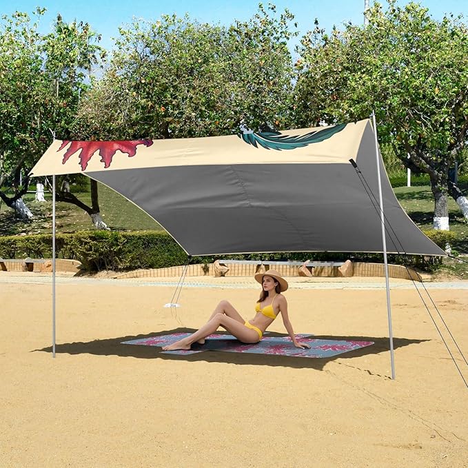 ALAZA Art Painting Rooster Beach Tent Sun Shelter Portable Canopy Sunshade for Outdoor Camping Picnics Backyard Fun 10x9 ft