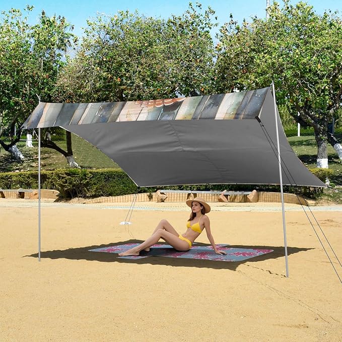 ALAZA Piano Keys Shells Starfish Beach Tent Sun Shelter Portable Canopy Sunshade for Outdoor Camping Picnics Backyard Fun 10x9 ft