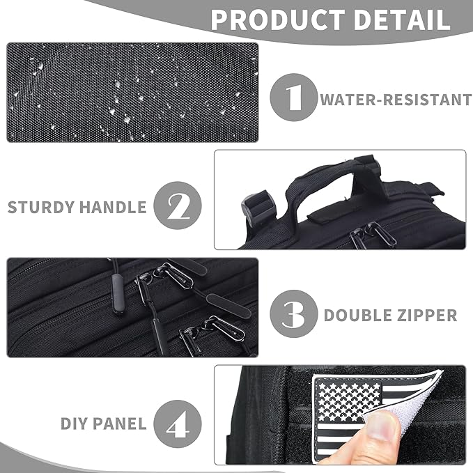 45L/25L/9L Tactical Backpack for Men and Women Military Heavy Duty Molle Backpack Army Assault Pack Travel Camping Gym Work Rucksack Daypack (Black Large 45L)