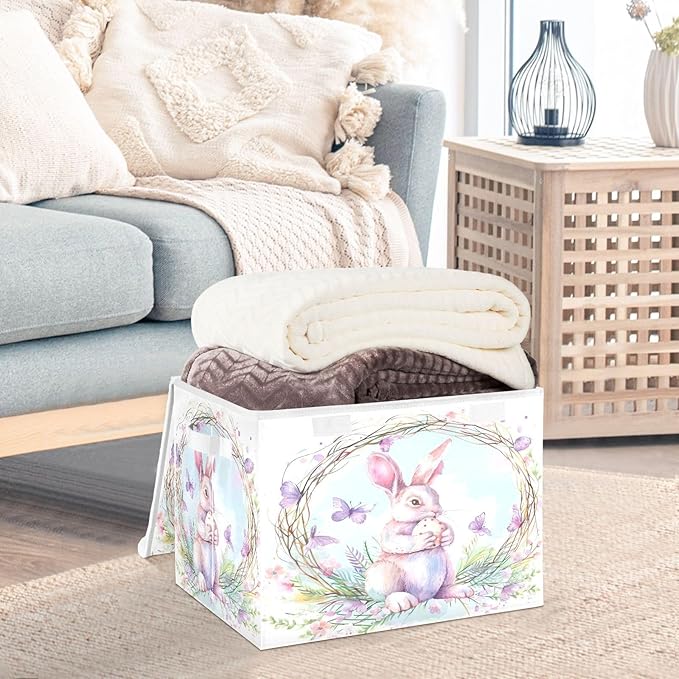 Easter Bunny Fabric Storage Bins with Lids and HandleFoldable Storage Bins with LidsCloset Organizers for Clothes Storage Room Organization Office Storage Chest Organizer