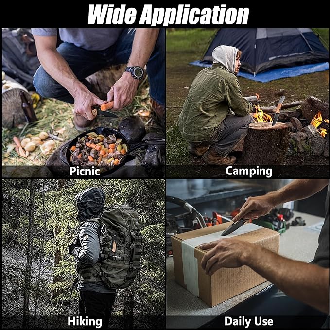 FLISSA Folding Pocket Knife Set SANDVIK 14C28N Steel Blade Knife Olive Wood-Steel Handle and Micarta-Steel Handle Pocket Clip and Thumb Hole for EDC Camping Hiking Outdoor