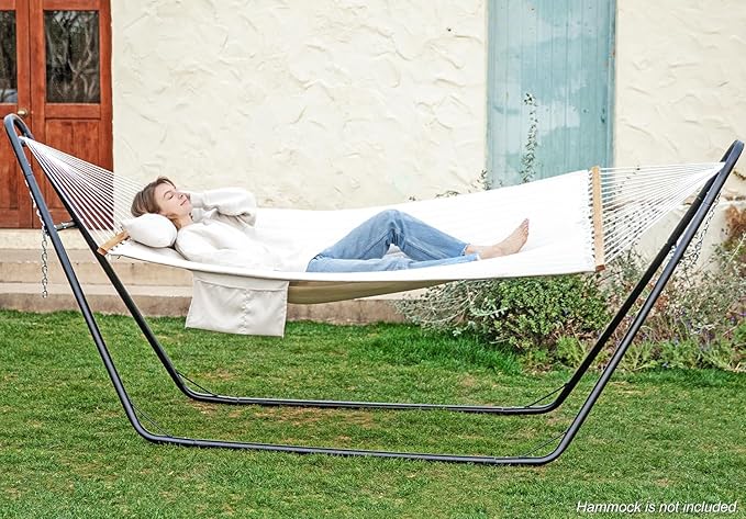 gafete Universal 2 Person Hammock Stand Only 600 lbs Capacity Fits 9 to 14ft Hammocks Adjustable Double Heavy Duty Powder-Coated Steel Stand for Outside Multi-Use (Black)