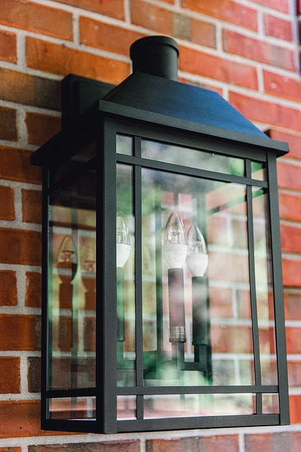 Capital Lighting 927131BK Braden Clear Glass Outdoor Wall Sconce 3-Light 180 Total Watts 23 H x 13 W Black
