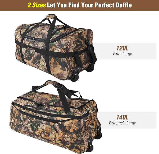 REDCAMP 85L/120L/140L Foldable Duffle Bag with Wheels Large Travel Duffel Bag