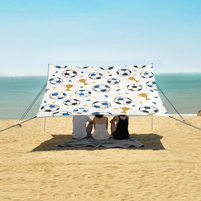 ALAZA Football Trophy Exercise Pattern Beach Tent Sun Shelter Portable Canopy Sunshade for Outdoor Camping Picnics Backyard Fun 10x9 ft