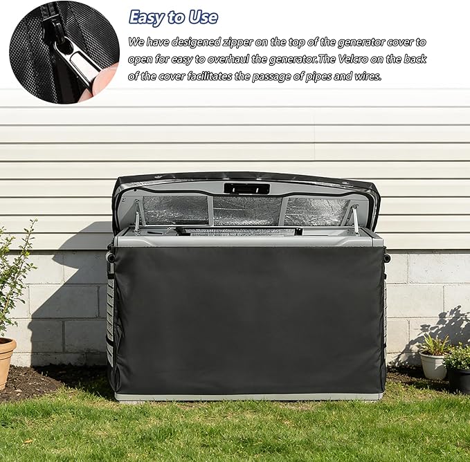 Generator Cover600D Outdoor Generator Covers for G007043 22KW Home Standby GeneratorWaterproof Generator Cover 50W X 26.7D X 28.7H(Black)