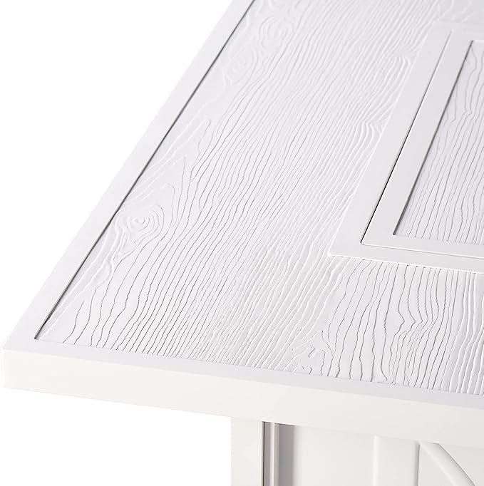 Oakland Living Square 42 in. x 42 in. Aluminum Propane Fire Pit Table with Glass Beads Two Covers Lid 57000 BTUs in White Finish