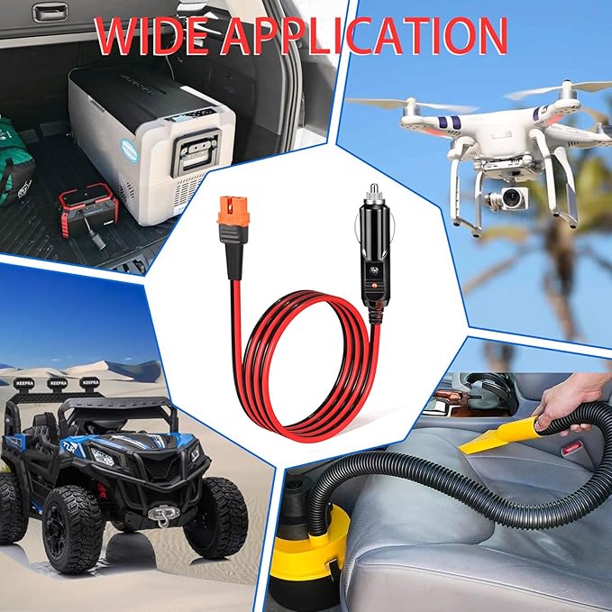 ELFCULB XT60i to Car Cigarette Lighter Plug 12AWG XT60i Female to 12V Car Cigarette Lighter Male Connector Cable for Solar Generator Portable Power Station(10FT)
