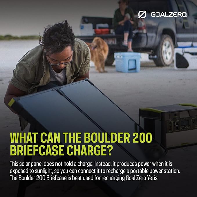 Goal Zero Boulder 200 Briefcase 200-Watt Monocrystalline Solar Panel with Kickstand Portable Solar Panel for Camping and Tailgating Emergency Solar Power