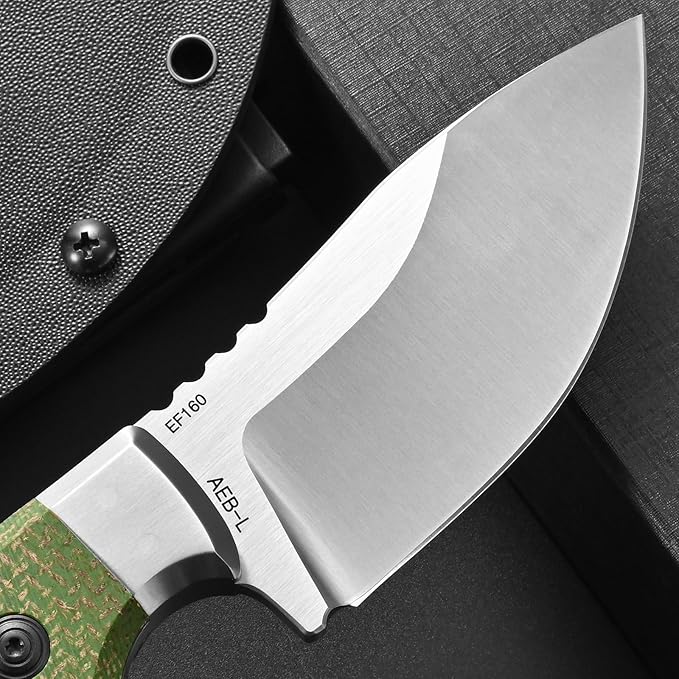 Eafengrow EF160 Fixed Blade Knife AEB-L Steel Blade Micarta &ampSteel Head Handle Full Tang Compact EDC Fix Knifes for Camping Survival