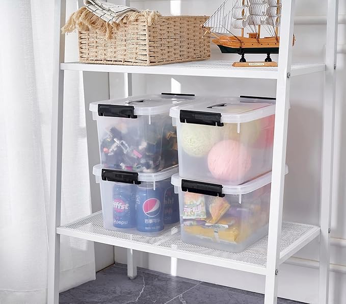 Clear Storage Latch Box/Bin 2-Pack Plastic Organizing Container with Handle and Lids (7 QT/16QT)
