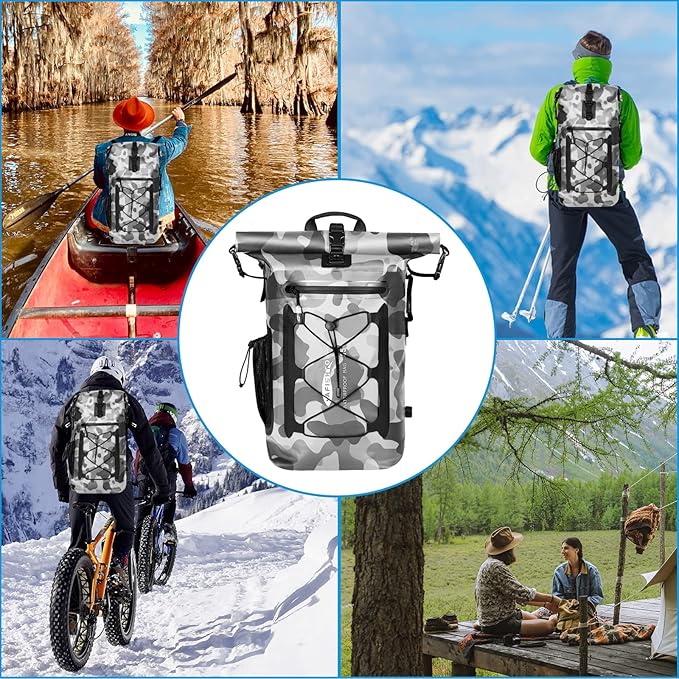 Waterproof Backpack for Men and Women - Roll-Top Floating Dry Bag Backpack for Kayaking Rafting Boating Beach (Black)