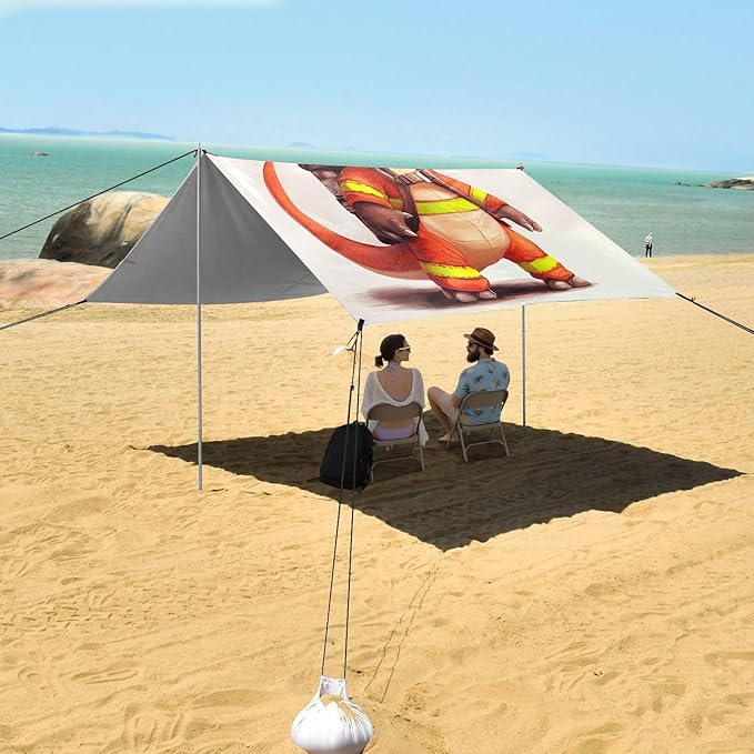 ALAZA Fire Fighter Dinosaur Beach Tent Sun Shelter Portable Canopy Sunshade for Outdoor Camping Picnics Backyard Fun 10x9 ft