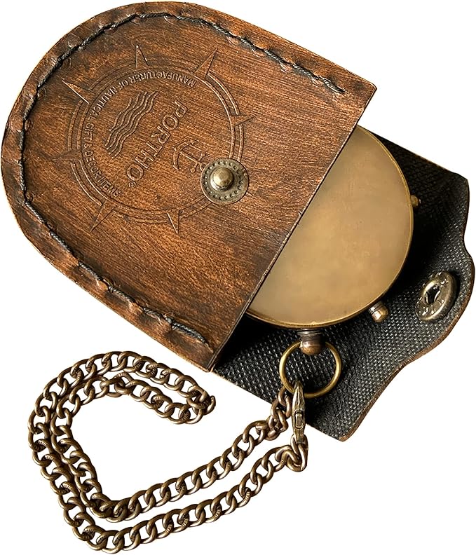 Brass Compass with “Go Confidently in the Direction of Your Dreams” Quote by Thoreau – Leather Case Gift for Graduation Baptism Student Grandson Hiking Trekking Motivation &amp Adventure