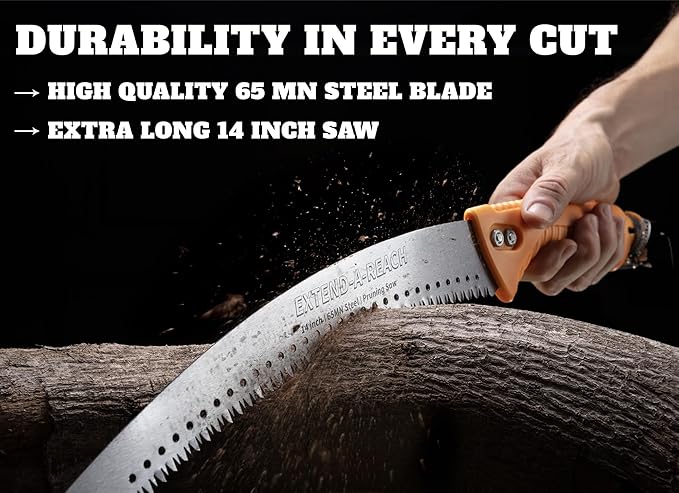 Pruning Manual Hand Saw // Hand Held or with Extension Manual Pole Saw for Tree Trimming // Fits All Extension Poles with Standard US Acme Thread // Tree Limb Hand Saw (Pole Sold Separately)