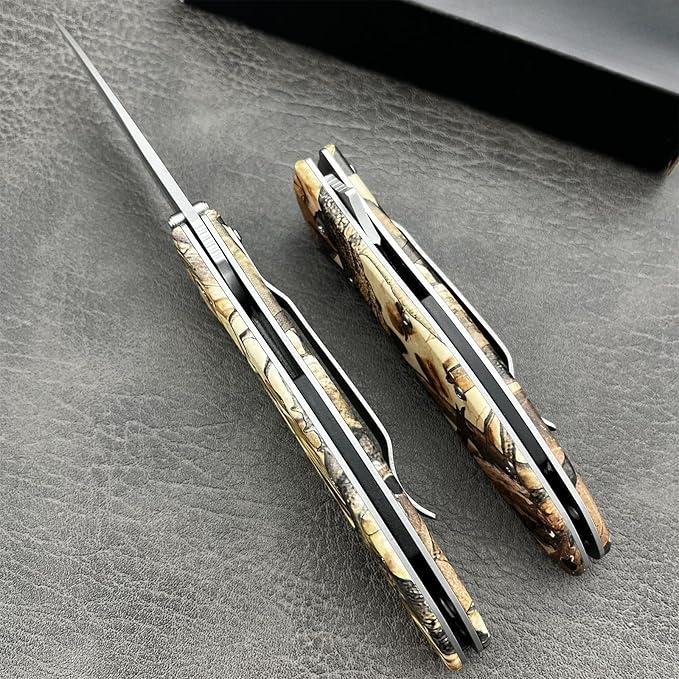 6.9'' EDC Pocket Knife 8Cr13Mov Stainless Steel Blade420 Steel Handle Manual Opening Folding knife Outdoor Camping Tool for Men's Gift (Camouflage)