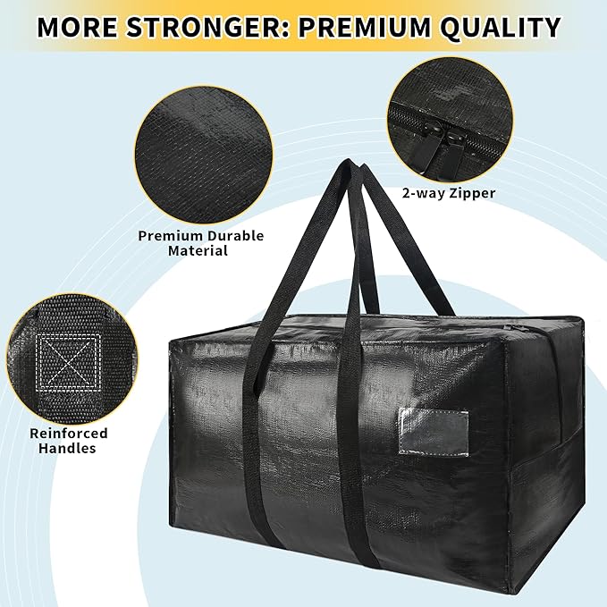 Heavy Duty Extra Large Moving Bags96 Gallon Jumbo Packing BagsHuge Moving Storage Bags with Strong Zippers &amp Carrying HandlesReusable Big Moving Storage Bags for College Dorm Travel 1Pack