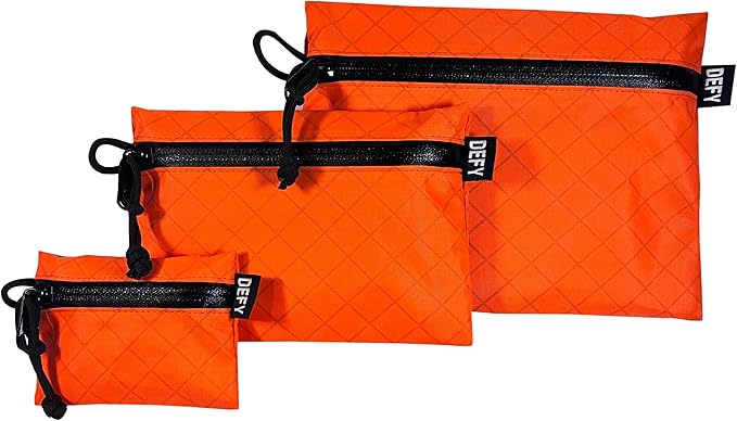 DEFY Project ECOPAK™ Travel Pouch | Lightweight Nylon Organizer For Accessories | Premium Tech Wallet | Water Resistant Travel Organizer (Medium Orange)