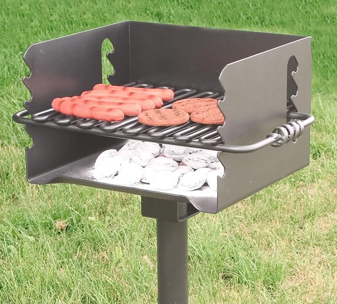 Pilot Rock CBP-135 Charcoal Grill Park Style Outdoor BBQ Camping Grill with Swivel