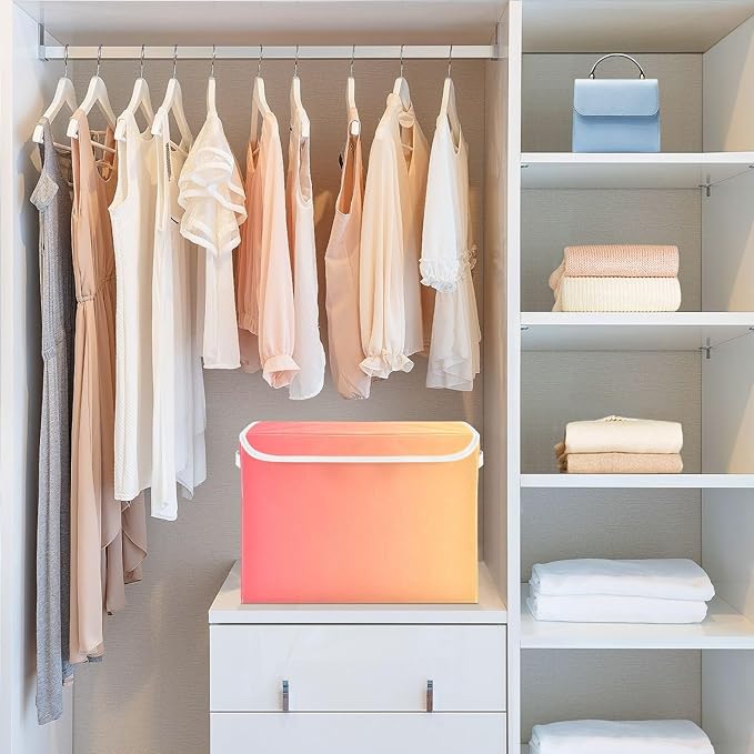 Orange Gradient Storage Containers with Lids Foldable Organizing Containers Storage Bins with Lids Large for Office