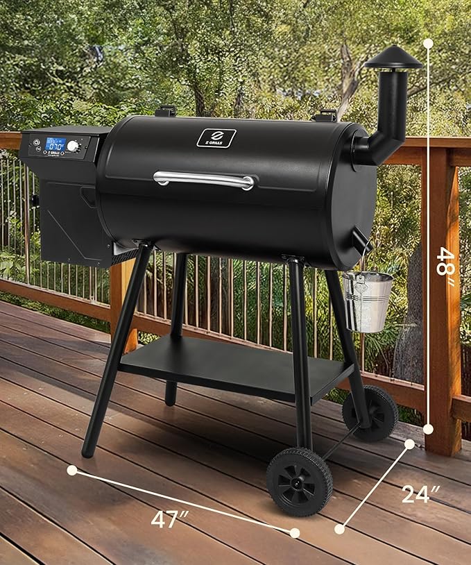 Z GRILLS ZPG-550B2 Wood Pellet Grill &amp Smoker with PID 3.0 Controller 553 sq in Cooking Area Meat Probe Hopper Cleanout 8 in 1 BBQ Grill Outdoor Auto Temperature Control Black