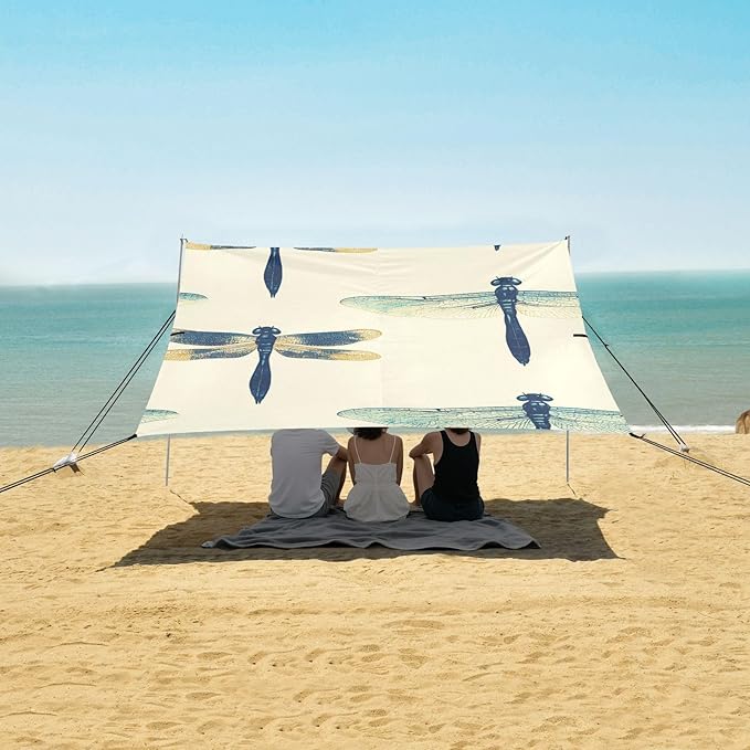 ALAZA Beautiful Dragonflies Beach Tent Sun Shelter Portable Canopy Sunshade for Outdoor Camping Picnics Backyard Fun 10x9 ft