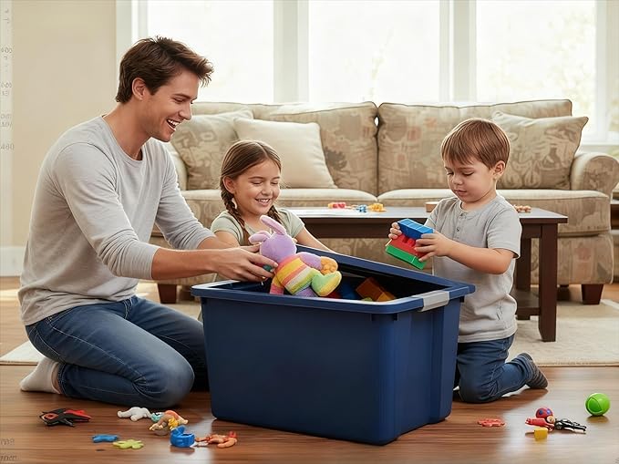 Heavy Duty Wheeled Storage Bin with Lid 20 Gallon Extra Large Rolling Plastic Container for Garage Outdoor Home &amp Industrial Organization (1)
