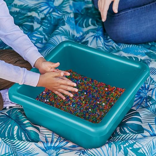 ECR4Kids Square Bin with Lid Storage Containers Turquoise 2-Pack