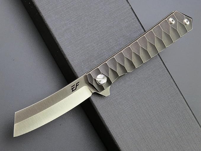 Eafengrow EF97 Pocket Knife Folding Knives D2 Steel Blade Titanium Handle Camping Outdoor Tools Knife EDC Hand Tool (black)