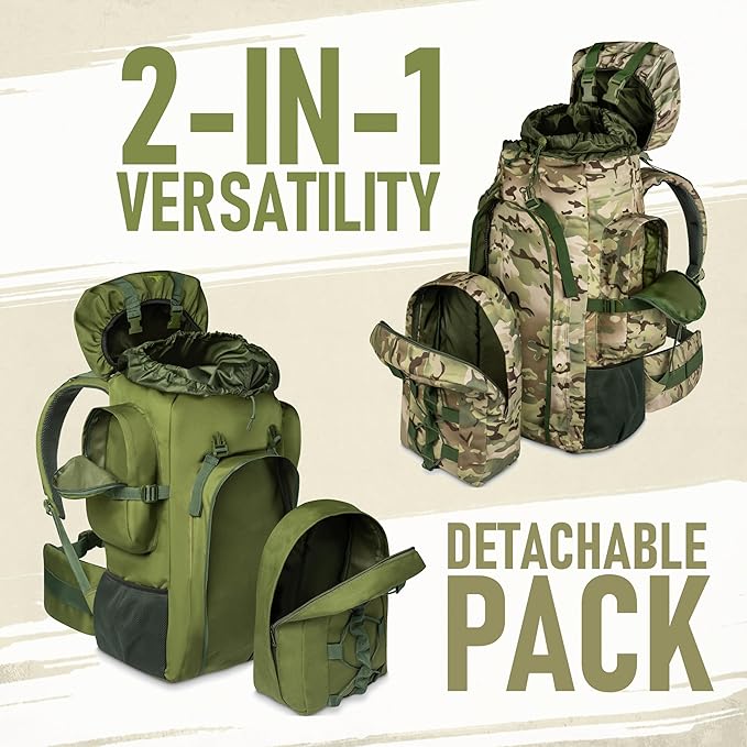 Boundless Performance Metal Frame Rucksack with Detachable Day Pack Great For Traveling and Camping | 125 Liters Capacity