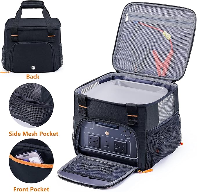 Heavy-Duty Portable Power Station Storage Bag Compatible with Ecoflow RIVER 2 Max and RIVER 2 Pro Solar Power Station Carrying Case for Outdoor Camping Essentials Case Only