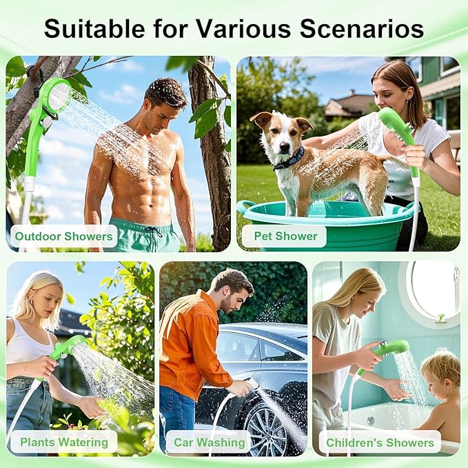 AUTOPkio Portable Camping Shower - Outdoor Camp Shower with Showerhead Sprayer &amp Rechargeable Battery Pump for Camping Travel Hiking Car Washing Pet Bath