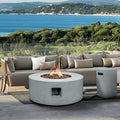 36 inch Propane Fire Pit Table 2 Pieces Round Fire Pit Table 50000 BTU Outdoor Gas Firepit with Tank CoverLidLava Rocks for Outside PatioGardenDeckBackyard and Pool