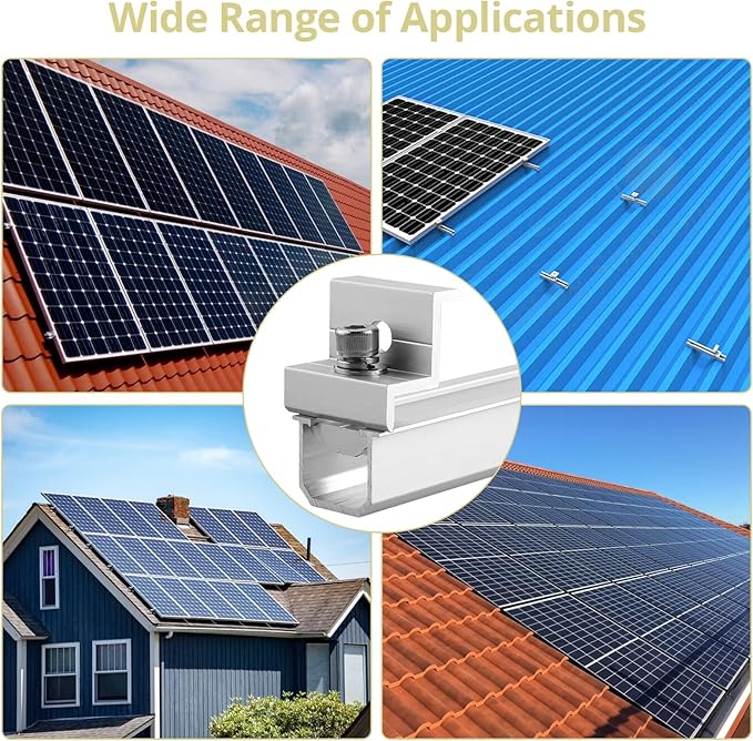 Anbte Solar Panel Bracket Kit 6 Pcs 7.87 in Aluminium Solar Panel Mounting Rail 30mm/35mm Solar Panel End Clamps Solar Panel Brackets for Metal Roof Tin Roof Flat Roof Sheet Roof RV Silver