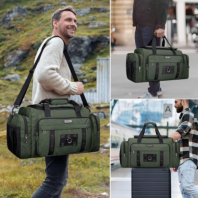 WITZMAN Duffle Bag for Men Large Overnight Carry On Weekender Bag with Shoe Compartment Sports Gym Duffle Bags for Traveling(B719 Army Green)