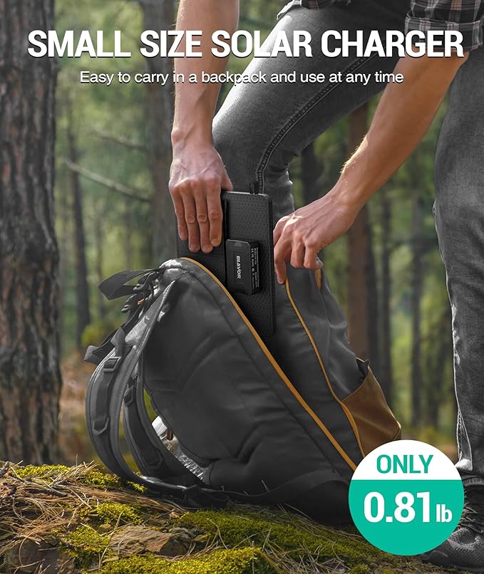 BLAVOR 10W Portable Solar Charger(5V/2A Max) Small Foldable Solar Panel with USB-C USB-A Outputs Compatible with Cell Phone Tablet IPX4 Waterproof for Camping Hiking Backpacking
