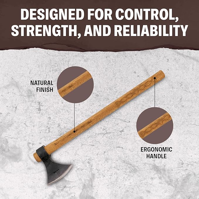 Condor Tool &amp Knife Replacement Hickory Handle Valhalla Throwing Axe - Solid Wooden Axe Handle with a Firm Grip Made from Burnt American Hickory - Head Not Included - 7.8oz