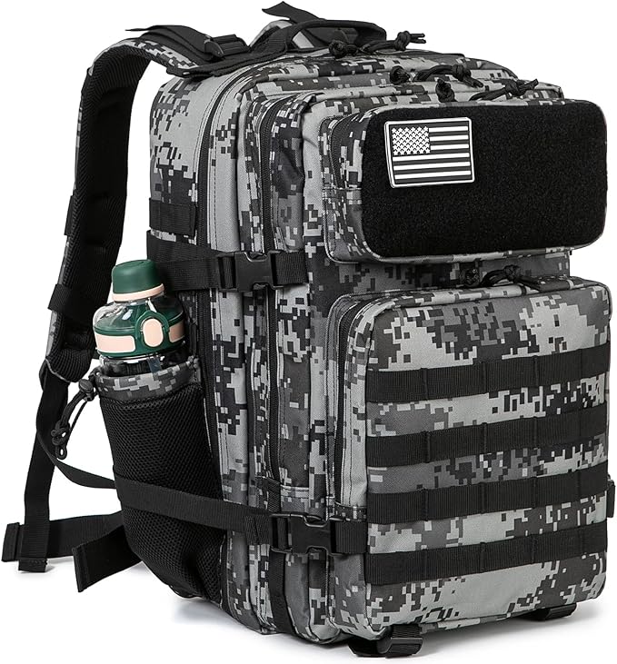 QT&ampQY 25L/45L Military Tactical Backpack For Men Molle Daypack 3 Day Bug Out Bag Hiking Rucksack With Bottle Holder