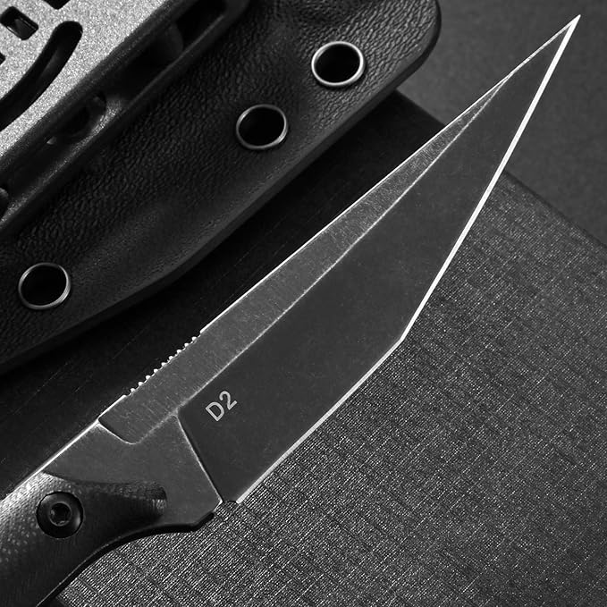 Gtkii GTK140 Fixed Blade Knife D2 Steel Blade G10 Handle EDC Tool Knife for Outdoor Camping Hiking Hunting(Black)