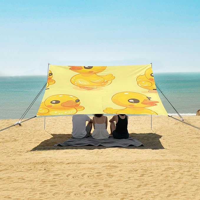 ALAZA Duck Covered with The Whole Picture Beach Tent Sun Shelter Portable Canopy Sunshade for Outdoor Camping Picnics Backyard Fun 10x9 ft