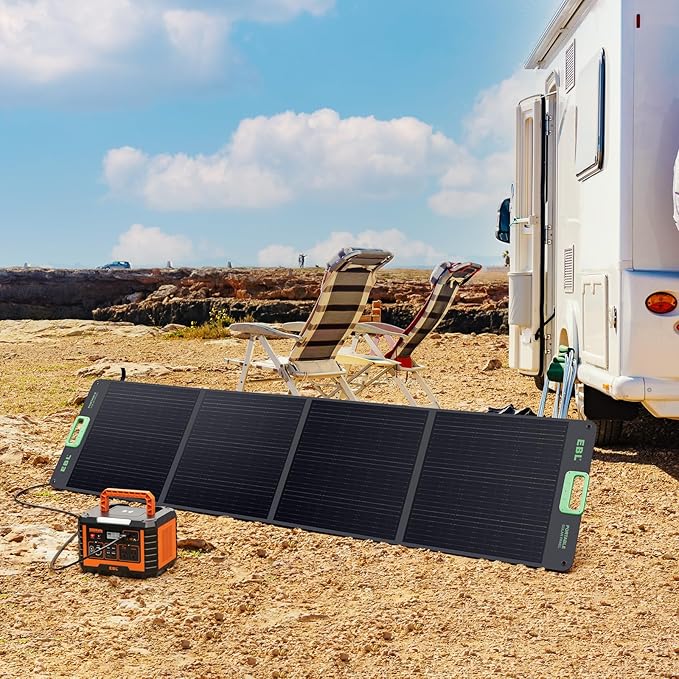 EBL 200W Portable Solar Panel High Efficiency Solar Power Panel for Home RV Camping Marine Off-Grid Applications Weatherproof Solar Charging Solution