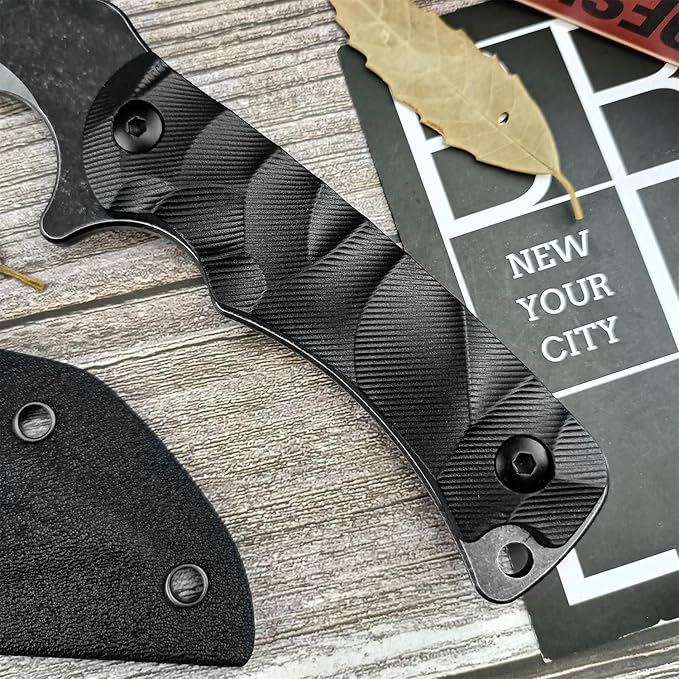 9.4 Outdoor Full Tang Fixed Blade Knife with Kydex Sheath 3.77 8Cr13mov Steel Blade G10 Handle Utility EDC Knife for Camping Hiking Fishing Survival Gift