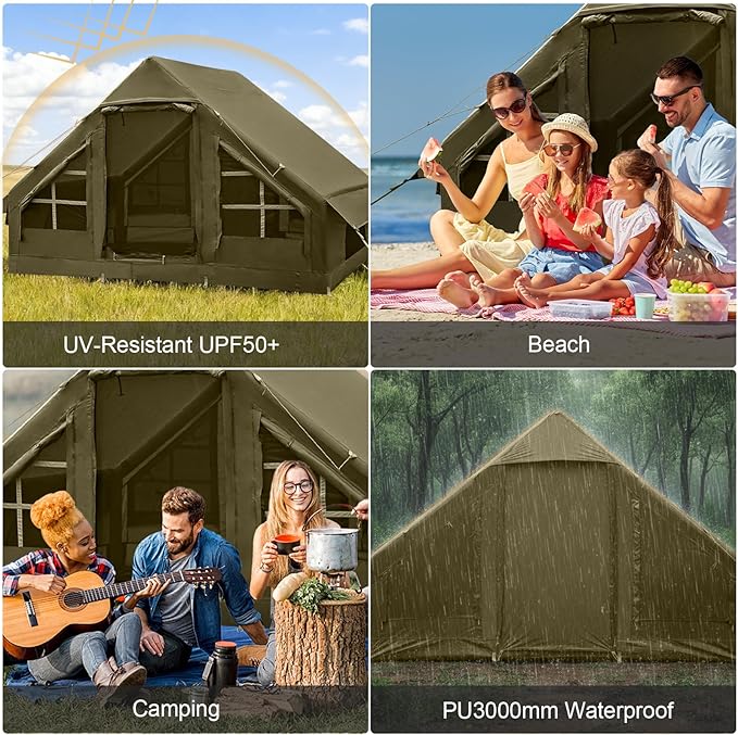 Inflatable Tents for CampingEasy Blow Up Tent with Hand Pump4 Seasons Waterproof Air Inflatable Camping Tent House for Family Weekend Camping