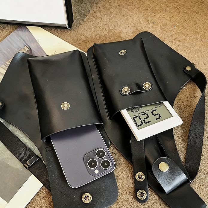 Double Shoulder Bag Adjustable Tactical Armpit Pouch for Men Anti-Theft Underarm Leather Wallet Pocket Holster