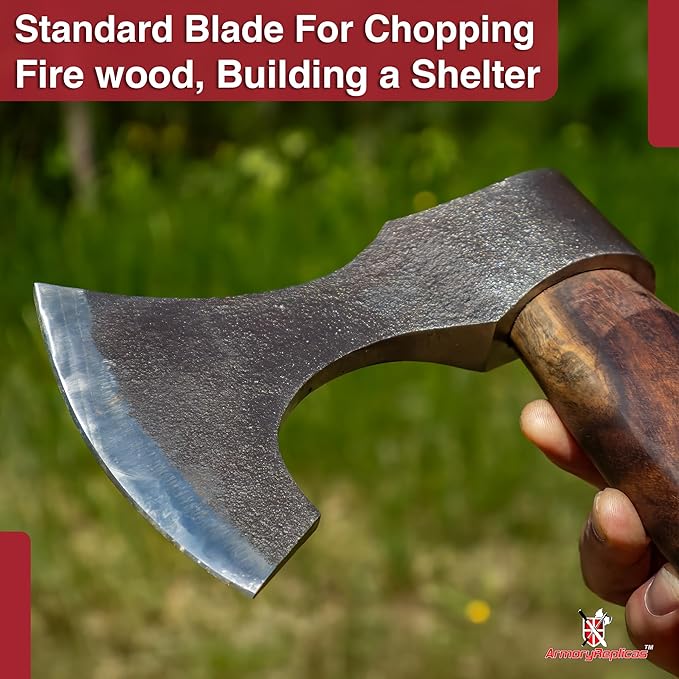 Armory Replicas™ Viking Skeggøx Bearded Battle Axe – Carbon Steel Blackened Blade with Sheesham Wood Handle 20.5