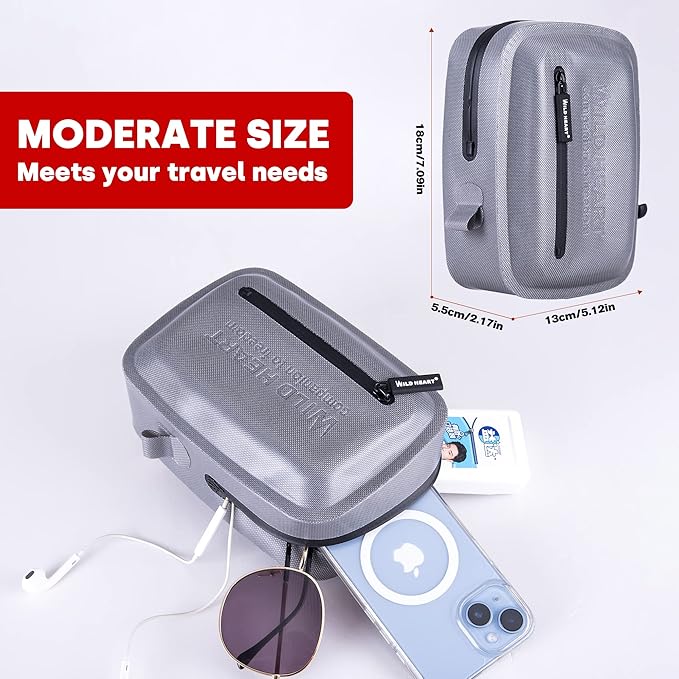 WILD HEART Airtight and Waterproof Small Bag for Medicines/Phone/purse bag- Hang on Waist (Grey)