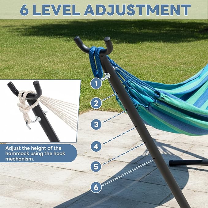 DUMOS Hammock Stand Only Heavy Duty Hammock Stands for Double 2 Person Portable Steel Stand for Outside Garden Backyard Patio Pool Beach with Carrying Case